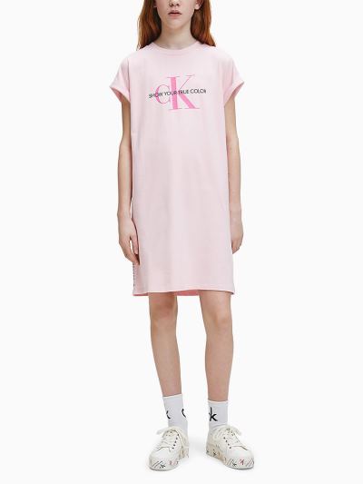 Calvin Klein Ruhák HU336234 | Calvin Klein Organic Cotton Natural Dye Lány Pólóruha Rózsaszín